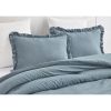 Full Size Blue Stone Washed Ruffled Edge Microfiber 3-Piece Comforter Set