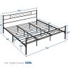 King Size Traditional Powder Coated Slatted Metal Platform Bed