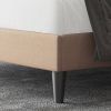 Full size Beige Linen Platform Bed Frame with Button Tufted Headboard