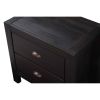 Farmhouse Style Solid Pine Wood 2-Drawer Nightstand Bedside Table in Black