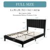 Full size Modern Black Velvet Upholstered Platform Bed with Headboard