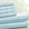 Queen Size Aqua 6 Piece Wrinkle Resistant Microfiber Polyester Sheet Set