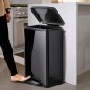 Stainless Steel 13-Gallon Kitchen Trash Can with Step Lid Charcoal Black Grey