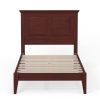 Twin Traditional Solid Oak Wooden Platform Bed Frame with Headboard in Cherry