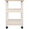 White Kitchen Microwave Cart with Butcher Block Top & Locking Casters