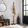 Adjustable Height Mid-Century Modern Style Coat Rack in Walnut Wood Finish