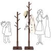 Adjustable Height Mid-Century Modern Style Coat Rack in Walnut Wood Finish