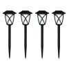 4-Pack - Black Outdoor Solar Light Set - Weather-Resistant Path Yard Lighting