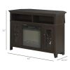 Espresso Electric Fireplace Mantel TV Stand w/ Adjustable Shelves 2 Storage Cabinets