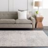 5' x 7' Distressed Oriental Area Rug in Light Grey / Beige