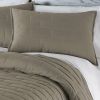 Full/Queen Modern Brick Stitch Microfiber Reversible 3 Piece Comforter Set in Taupe