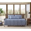 Lightweight Navy Blue White Plaid 4 Piece Cotton Daybed Cover Set