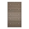 Modern 5-Drawer Bedroom Chest in Rustic Grey Brown Wood Finish