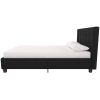 Full size Black Padded Linen Upholstered Platform Bed with Headboard