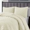 Full Queen 3-Piece Ivory Polyester Microfiber Reversible Diamond Quilt Set