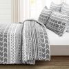 Full/Queen Scandinavian Chevron 5 Piece Black White Lightweight Comforter Set