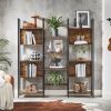 Industrial Farmhouse Rustic Brown Wood Black Metal 14-Shelf Bookcase