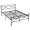 Full Size Modern Black Metal Platform Bed Frame with Headboard and Footboard