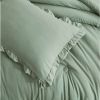 Full Size Sage Green Microfiber 3-Piece Comforter Set with Ruffled Edge Trim