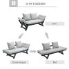 Grey/Black 3 In 1 Convertible Sofa Chaise Lounger Bed Futon with 2 Large Pillows