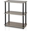 Gray Oak and Black Finish 3-Tier Bookcase