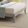 Full Traditional Solid Oak Wooden Platform Bed Frame with Headboard in Grey