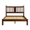 Queen Farmhouse Style Solid Wood Platform Bed Frame with Headboard in Cherry