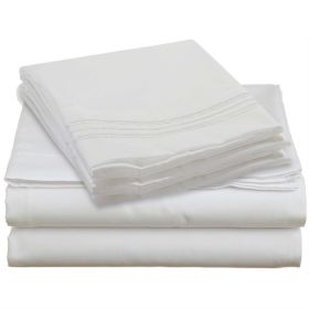 Queen size 4 Piece Sheet Set in White Microfiber