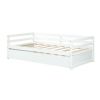 Twin/Twin Dorm Style Trundle Daybed Platform Bed Frame in White