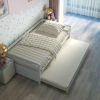 Twin/Twin Dorm Style Trundle Daybed Platform Bed Frame in White