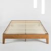 King Modern Classic Solid Wood Slat Platform Bed Frame in Natural Finish