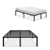 King 18-inch High Rise Heavy Duty Black Metal Platform Bed Frame