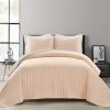 King Size Soft Reversible Lightweight Quilt Set in Rose Blush Pink and Grey