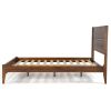 King Size Rustic Walnut Mid Century Slatted Platform Bed