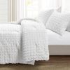 King Size Crinkled Textured 3 Piece Comforter Set White