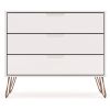 Modern Scandinavian Style Bedroom 3-Drawer Dresser in Off-White Finish