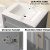 Modern Gray Wood Finish Bathroom Vanity with White Ceramic Sink