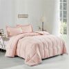 Queen Size Pink 3 Piece Microfiber Reversible Comforter Set