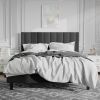 Queen size Modern Black Velvet Upholstered Platform Bed with Headboard