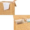 Natural 2-Bin Handwoven Hyacinth Linen Liner Laundry Hamper w/ Handles