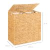 Natural 2-Bin Handwoven Hyacinth Linen Liner Laundry Hamper w/ Handles