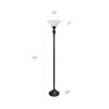 71-inch Floor Lamp Torchiere in Bronze Finish with White Marbled Glass Shade