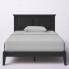 Full Traditional Solid Oak Wooden Platform Bed Frame with Headboard in Black