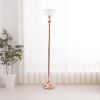 Rose Gold Copper Finish Metal Floor Lamp Torchiere with White Glass Shade