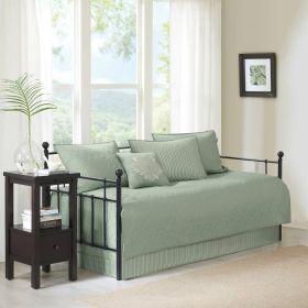 6-Piece Country Cottage Quilted Seafoam Green Reversible Daybed Cover Set