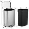 13-Gallon Modern Stainless Steel Kitchen Trash Can with Foot Step Pedal Design