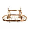 Oval Ceiling Mount Kitchen Pot Rack in Copper Finish with 2 Lights