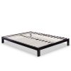 Twin size Asian Style Black Metal Platform Frame with Wooden Slats