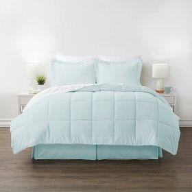 Twin Size Microfiber 6-Piece Reversible Bed-in-a-Bag Comforter Set in Aqua Blue