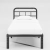 Twin Size Heavy Duty Black Metal Platform Bed Frame with Headboard